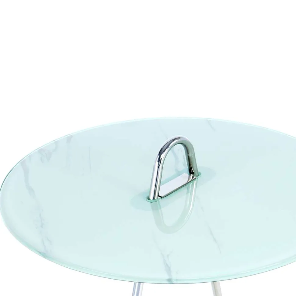 46x60x46 Design Glastisch in Weiß & Silber - Twinta