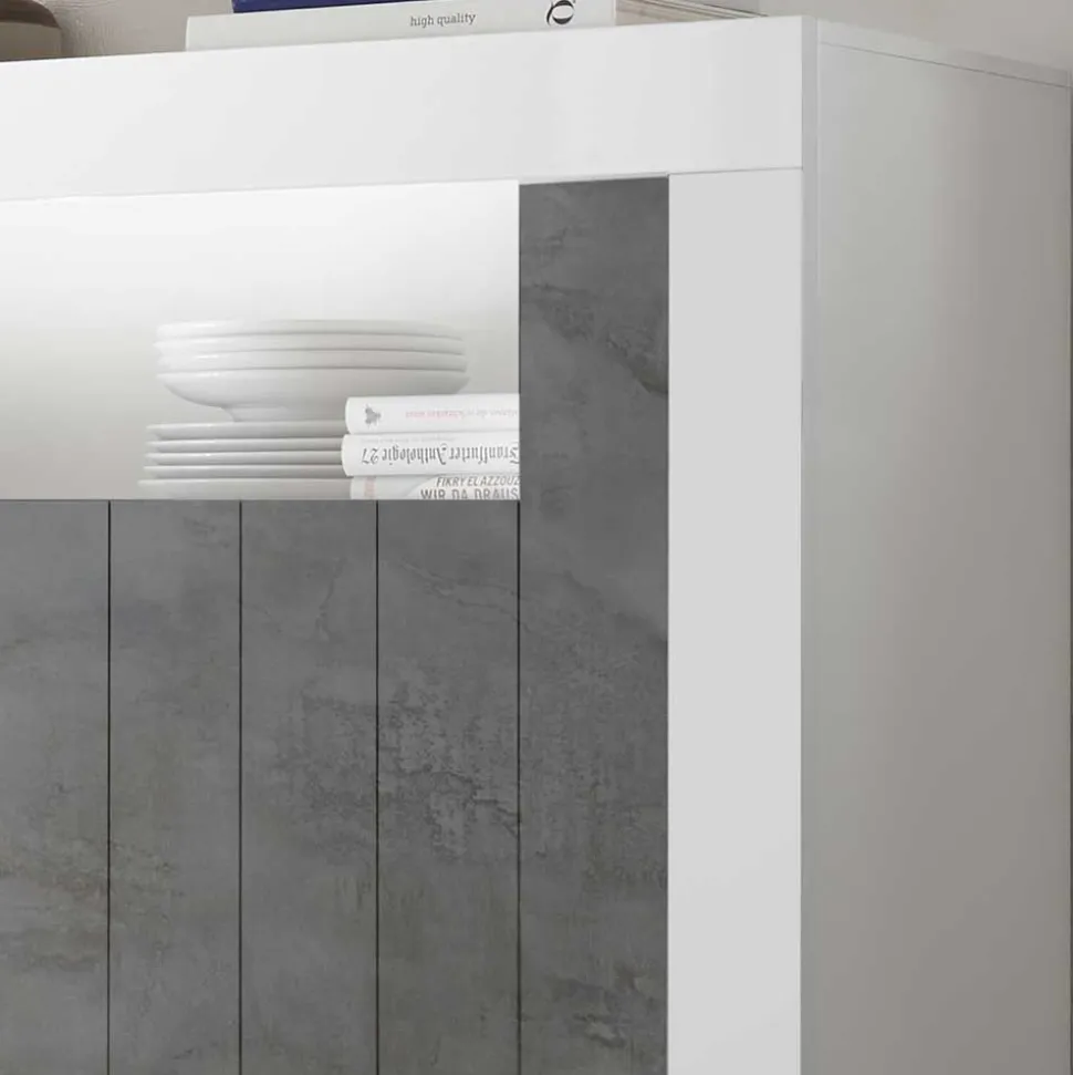 110x144x43 Design Highboard in Weiß Glanz - Voskala