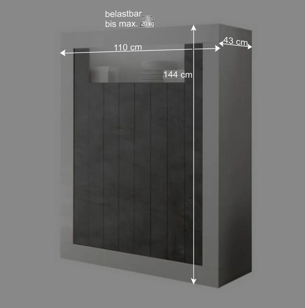 110x144x43 Design Highboard in Weiß Glanz - Voskala