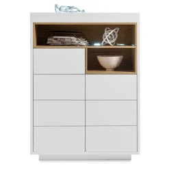 99x135x40 Design Highboard in Weiß & Eiche - Rucian