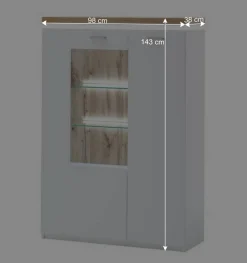 98x143x38 Design Highboard mit Beleuchtung LED - Caldri