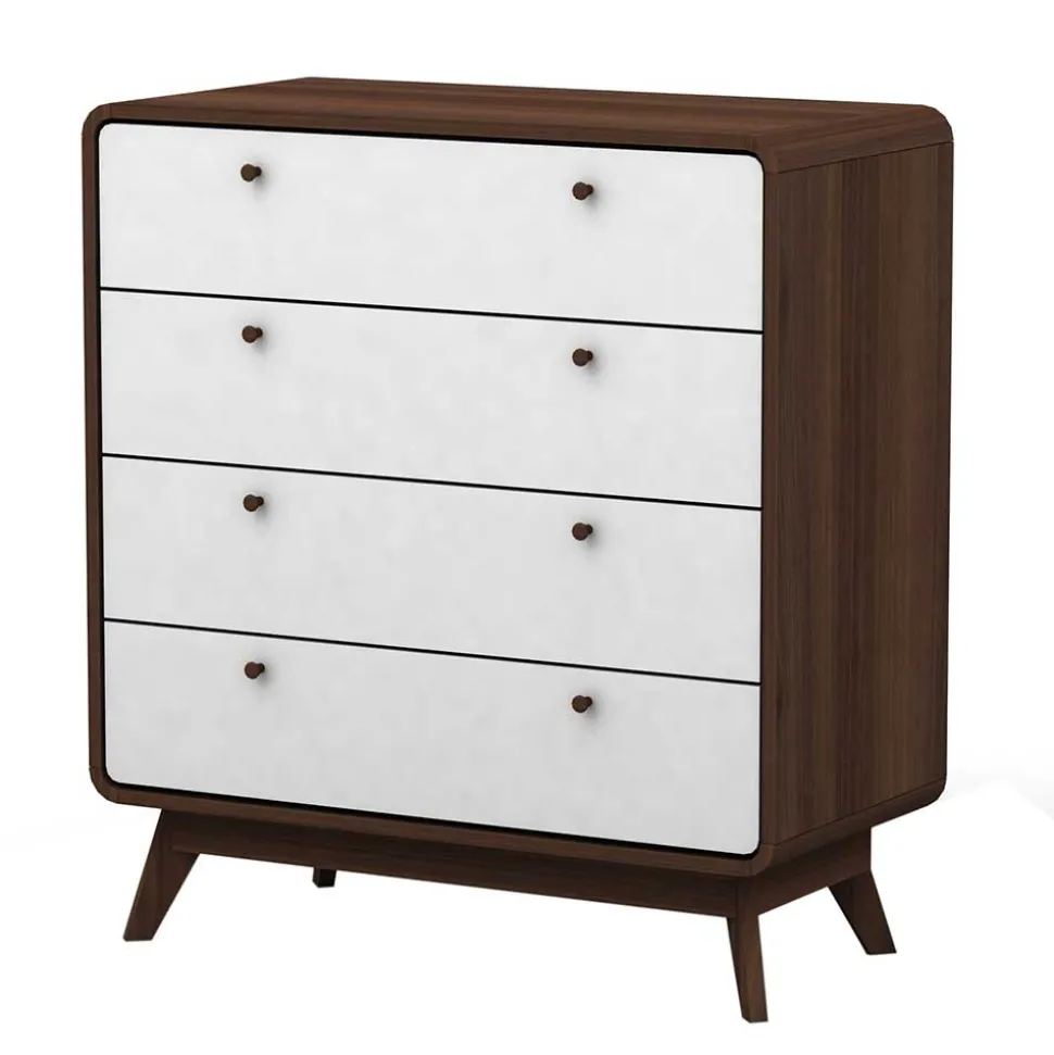 80x88x39 Design Kommode in Weiß & Walnuss - Devkan