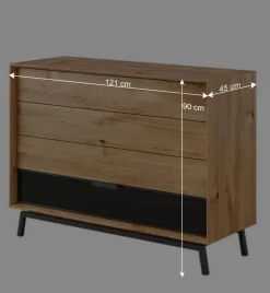 121x90x45 Design Kommode mit vier Schubladen - Fabiella