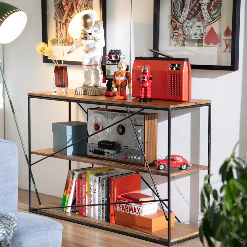 120x82x40 Design Regal aus Stahl & Holz - Offia