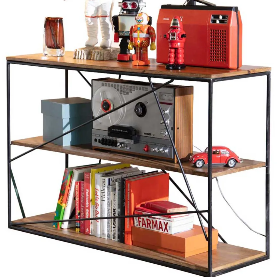 120x82x40 Design Regal aus Stahl & Holz - Offia