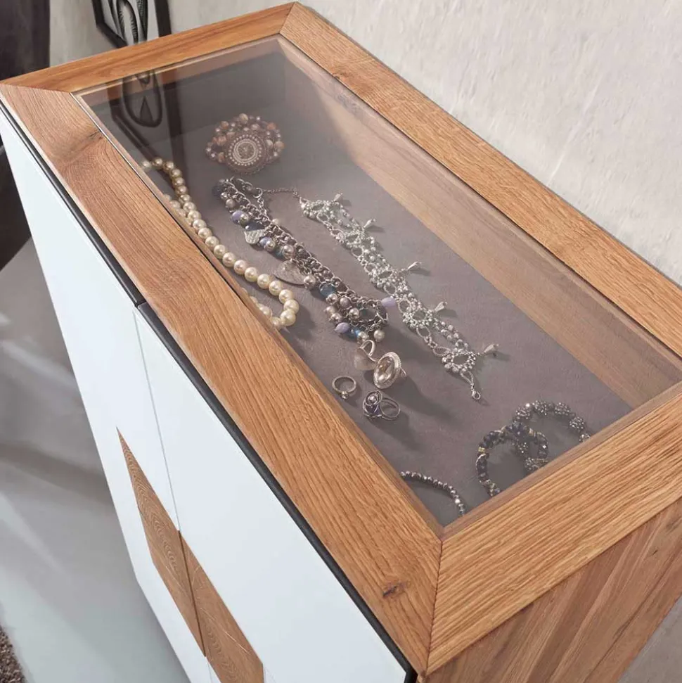 72x112x37 Design Schrank mit Glas Deckel - Mandrey