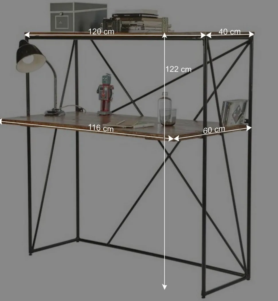 120x122x60 Design Schreibtisch aus Holz & Metall - Offia