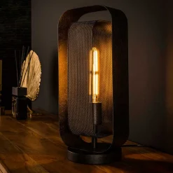 18x41x14 Design Tischleuchte in Schwarzgrau - Evnanus