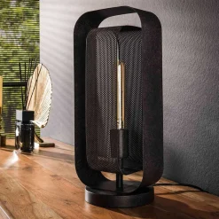 18x41x14 Design Tischleuchte in Schwarzgrau - Evnanus