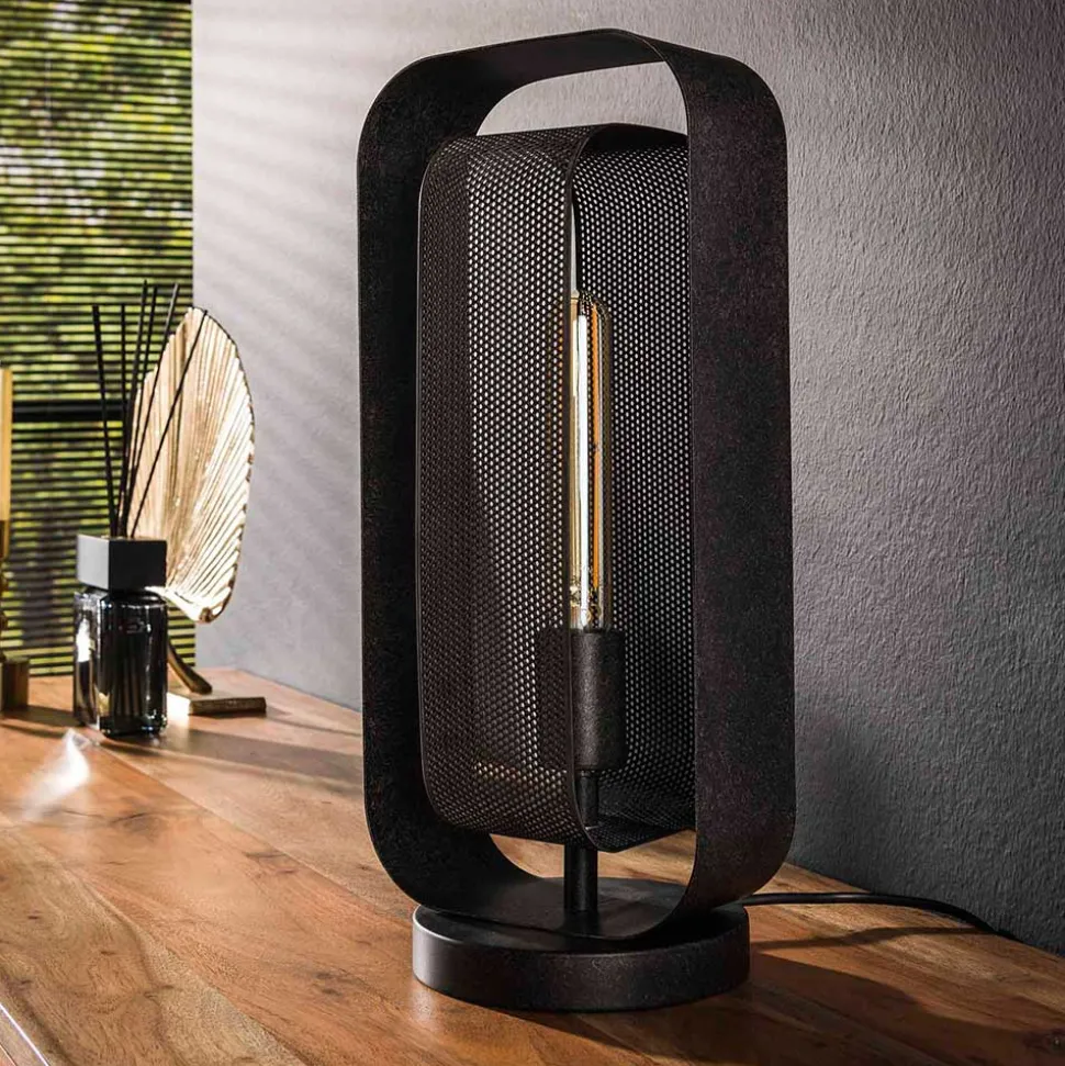 18x41x14 Design Tischleuchte in Schwarzgrau - Evnanus