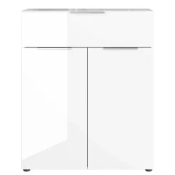 83x101x42 Design Vertiko in Weiß mit Glas - Soraga