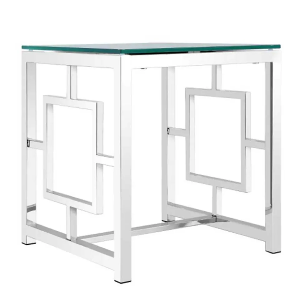 50x53x50 Designer Tisch mit Glas Platte - Memionda