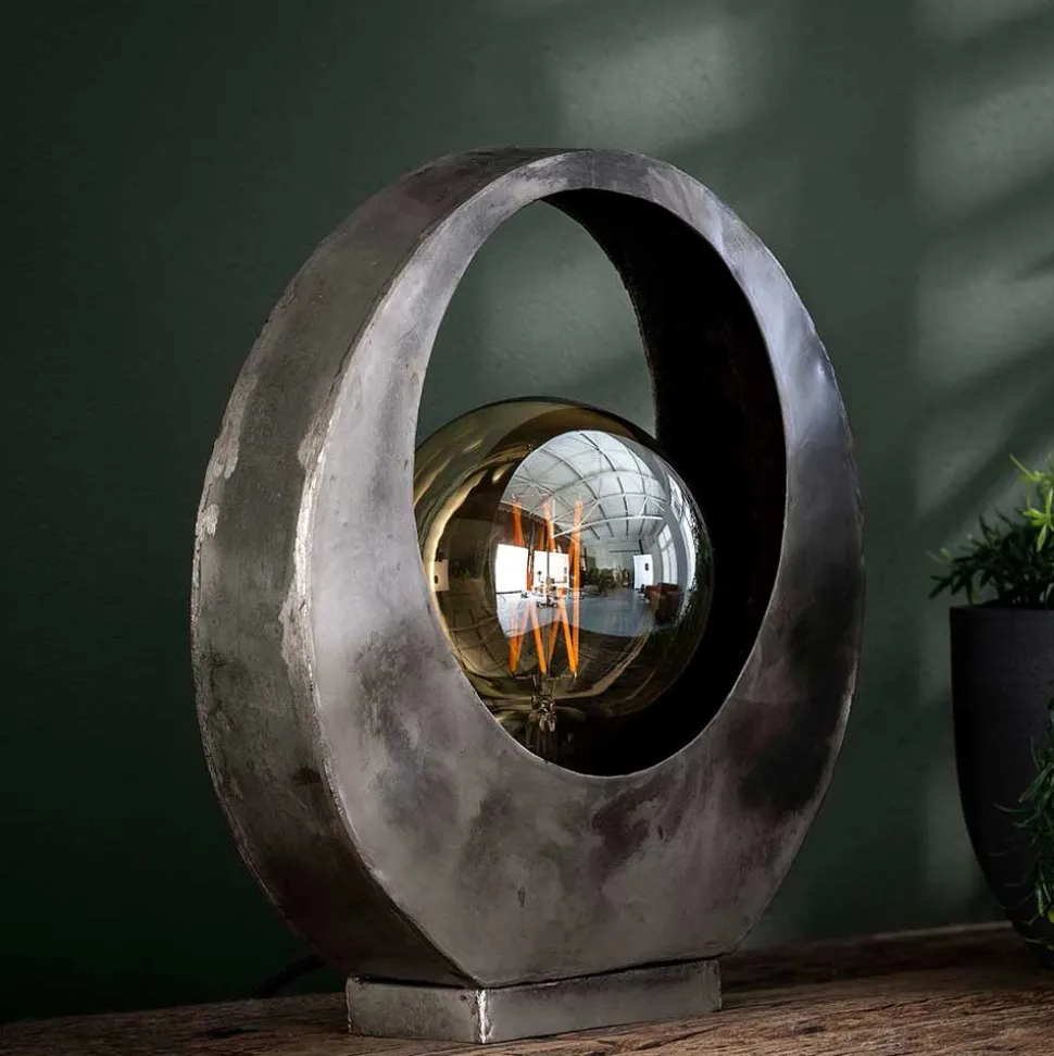 30x32x13 Designer Tischleuchte aus Metall in Altsilber - Hugo