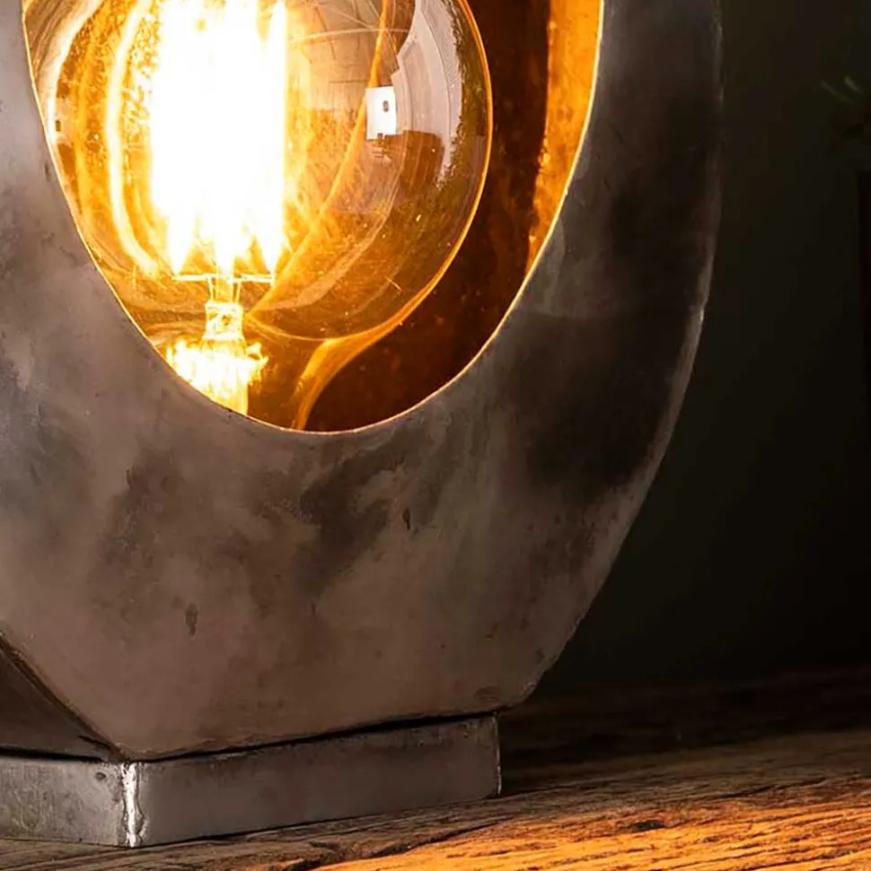 30x32x13 Designer Tischleuchte aus Metall in Altsilber - Hugo