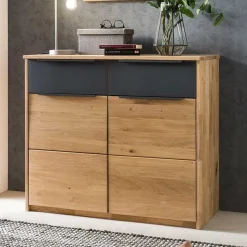 103x89x43 Dielenkommode in Eiche Bianco & Grau - Vervesdo