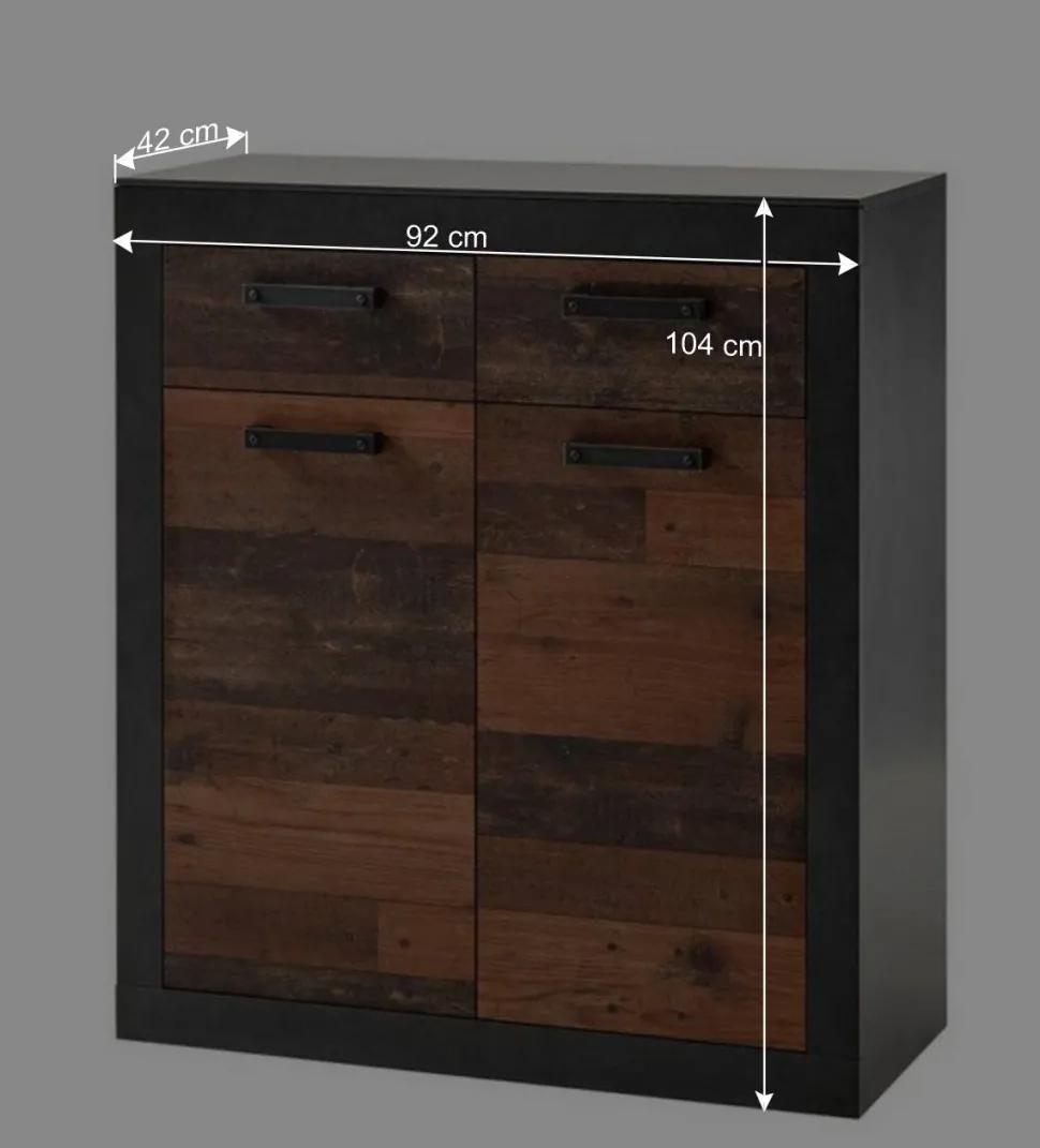 92x104x42 Dielenkommode in Holz Antik Optik - Timuras
