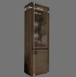 65x205x40 Echtholz Vitrine aus Wildeiche - Embleys