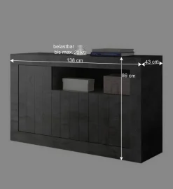 138x86x43 Esszimmer Kommode in Dunkelgrau - Putri