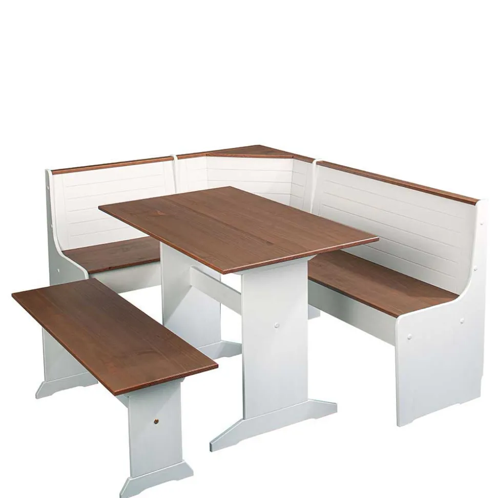 110x45x37 Esszimmerbank in Weiß & Braun - Vatina