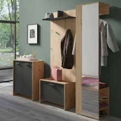 40x184x35 Garderobe mit Spiegel und Schuhablage - Vilataras