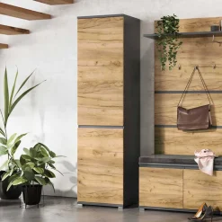 54x200x40 Garderobenschrank in Wildeiche & Grau - Orsecca
