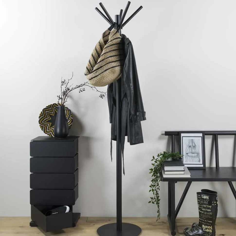 40x181x40 Garderobenständer aus schwarzem Stahl - Rolans