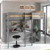 105x175x208 Graues Hochbett mit Schreibtisch - Wevera