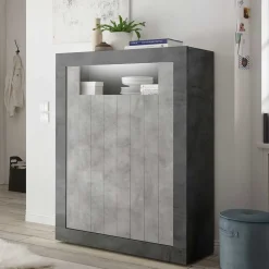 110x144x43 Highboard in Beton Grau Dekor - Beverli