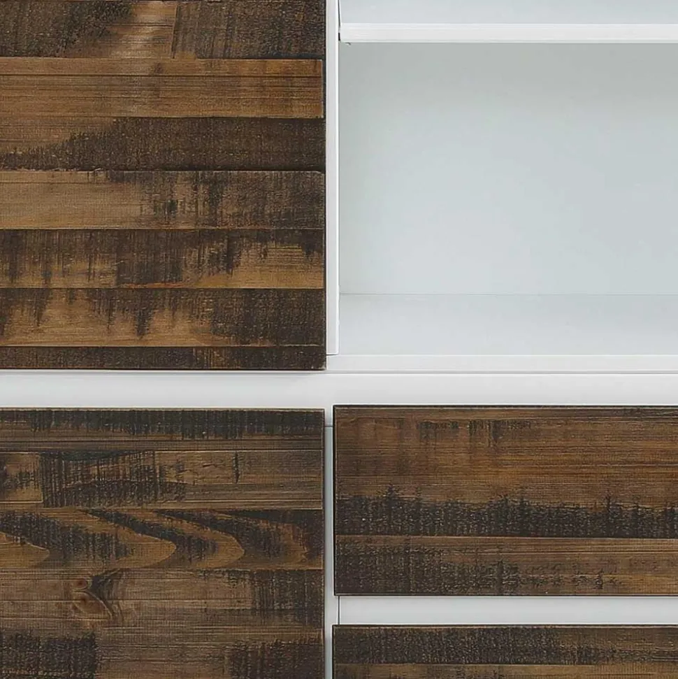 100x120x35 Highboard in Weiß & Kiefer dunkel - Chihu