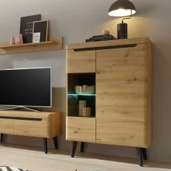 90x134x40 Highboard mit Glaseinsatz 2-türig - Olcian