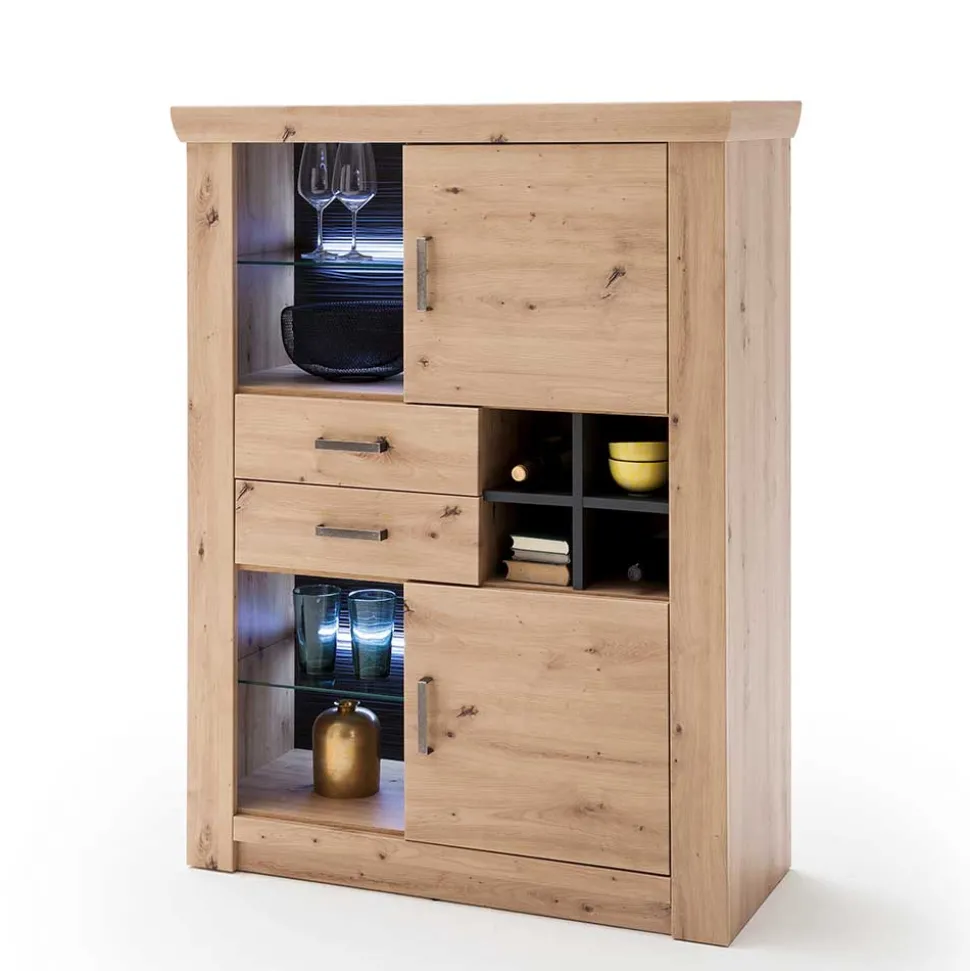 110x146x45 Highboard mit offenen Fächern - Wykina