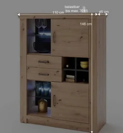 110x146x45 Highboard mit offenen Fächern - Wykina