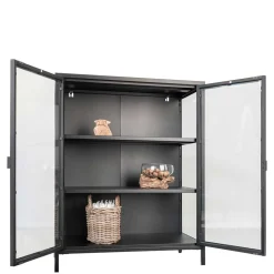 80x102x40 Highboard Vitrine aus Glas & Stahl - Immy