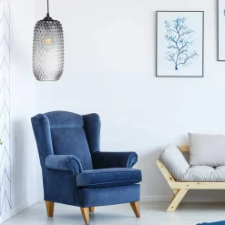 15x34x15 Hängeleuchte mit Glas Schirm in Grau - You