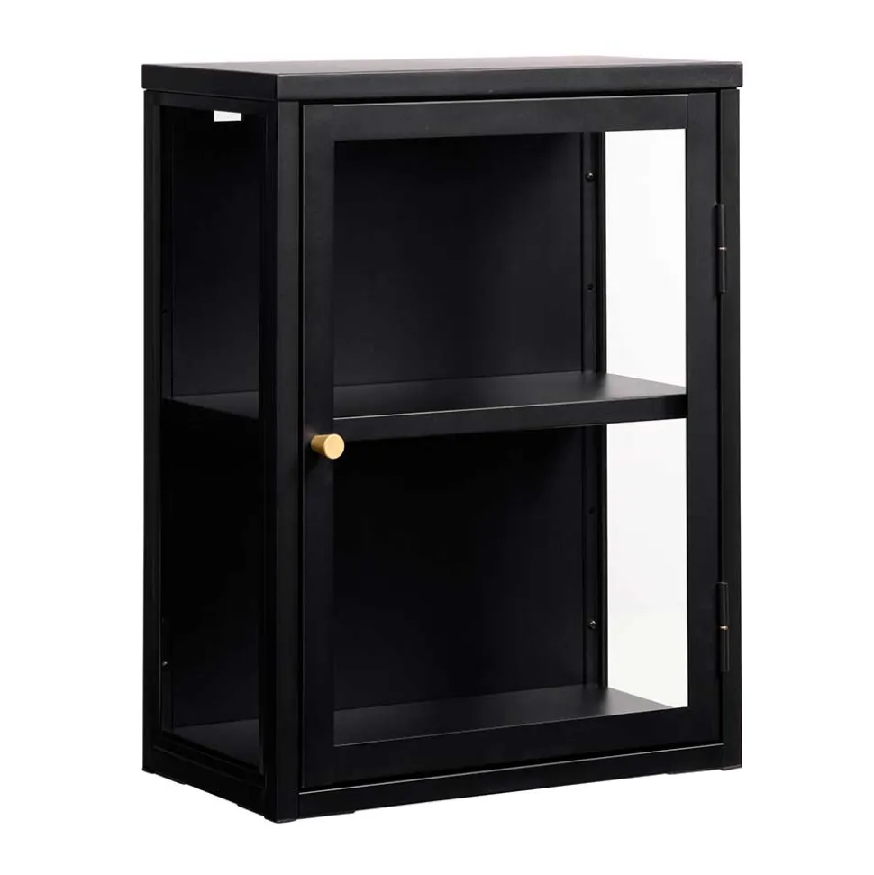 45x60x25 Hängende Vitrine aus Metall in Schwarz - Butoaie