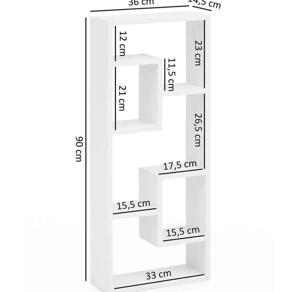 36x90x14 Hängendes Regal mit fünf Fächern - Hank I