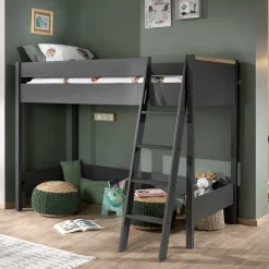 139x160x210 Hochbett mit Leiter in Anthrazit - Donya