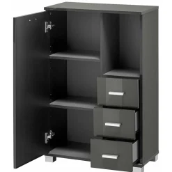 60x90x30 Hochglanz Badschrank in Grau - Ulivia