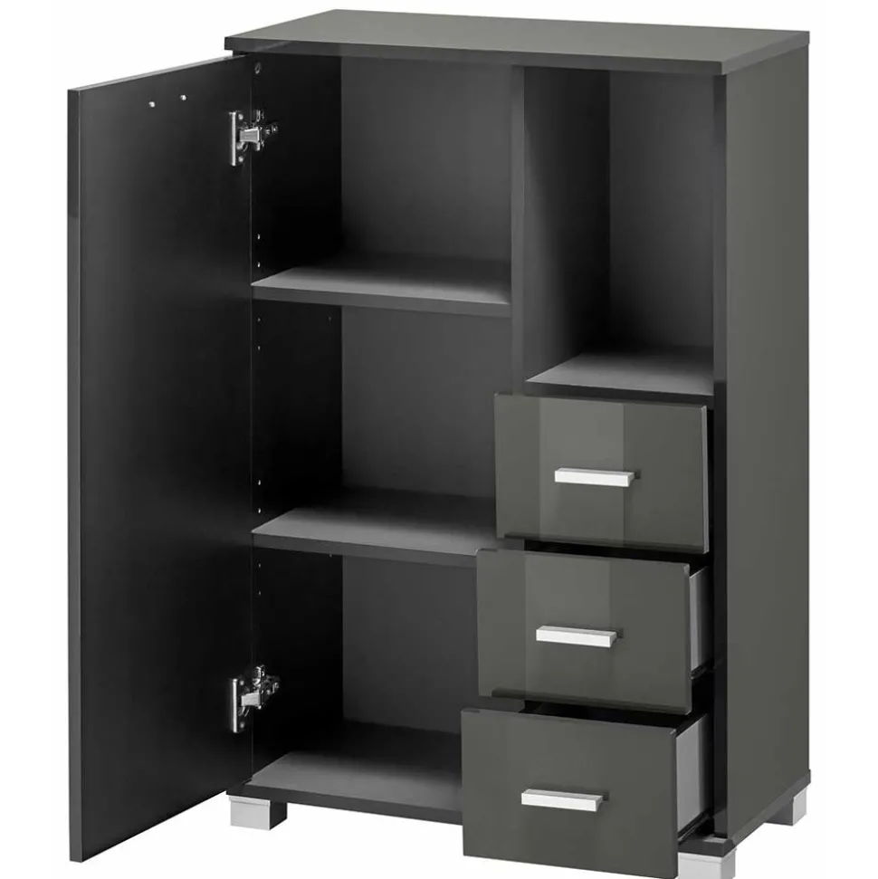 60x90x30 Hochglanz Badschrank in Grau - Ulivia