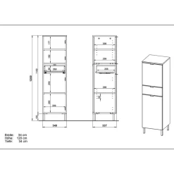34x120x34 Hochglanz Badschrank in Weiß - Otrus