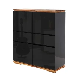 102x115x40 Hochglanz Kommode in Schwarz - Ercurs