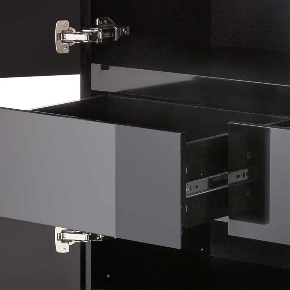 102x115x40 Hochglanz Kommode in Schwarz - Ercurs