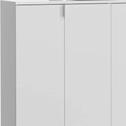 122x99x34 Hochglanz Schuhschrank in Weiß - Ejulia (zweiteilig)