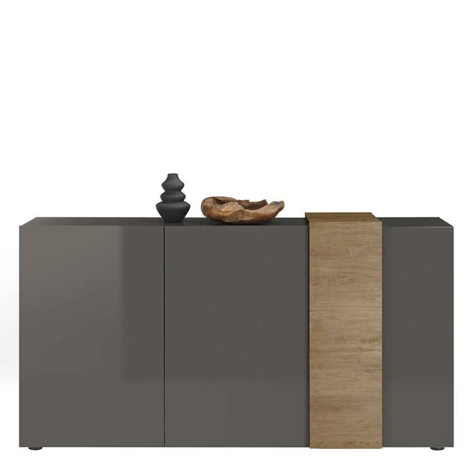 181x94x44 Hochglanz Sideboard in Dunkelgrau - Eracosta