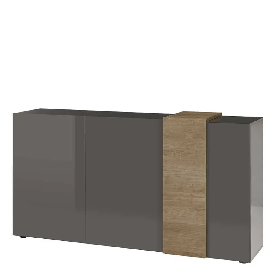 181x94x44 Hochglanz Sideboard in Dunkelgrau - Eracosta