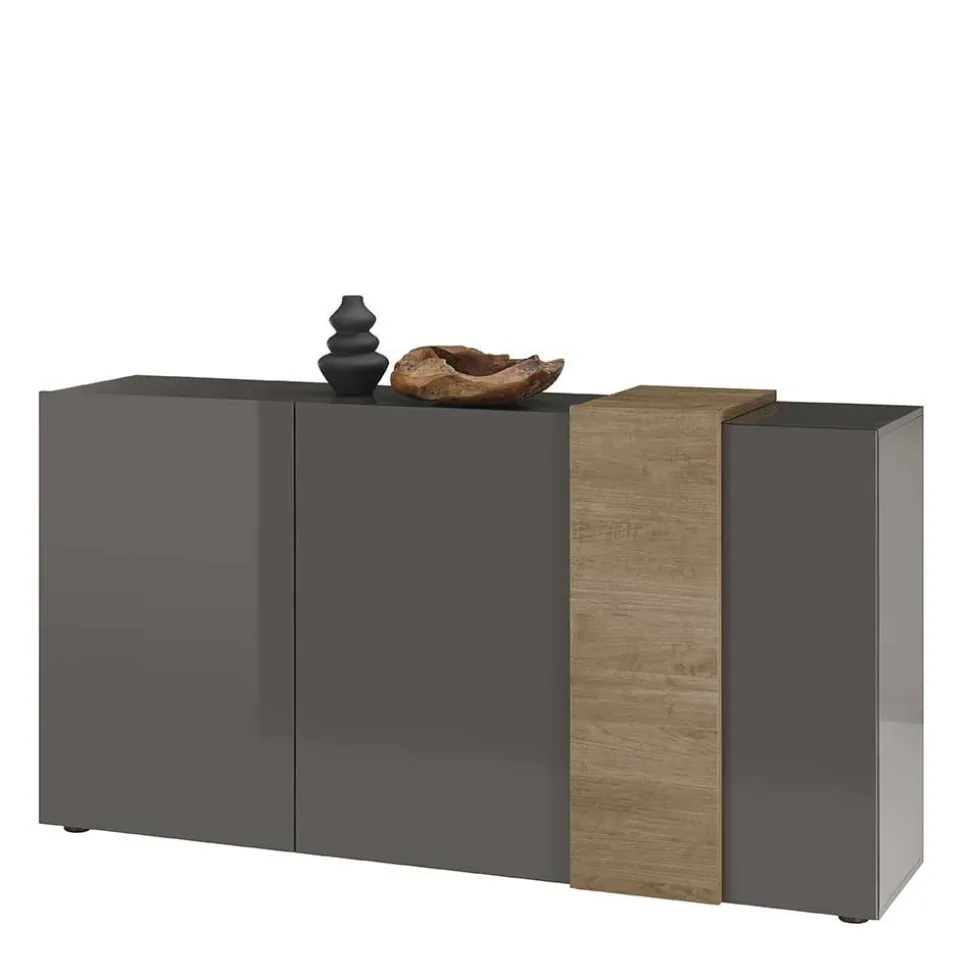 181x94x44 Hochglanz Sideboard in Dunkelgrau - Eracosta