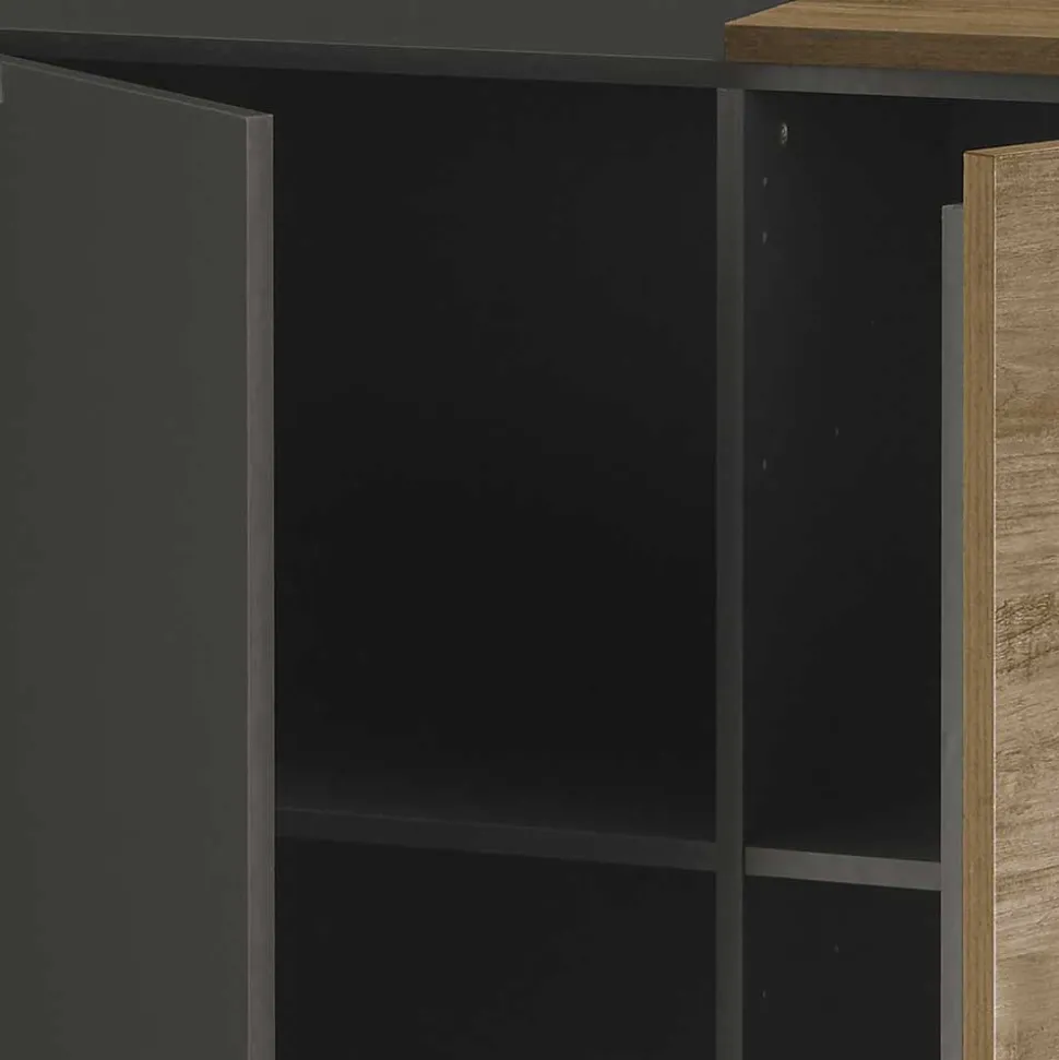 181x94x44 Hochglanz Sideboard in Dunkelgrau - Eracosta