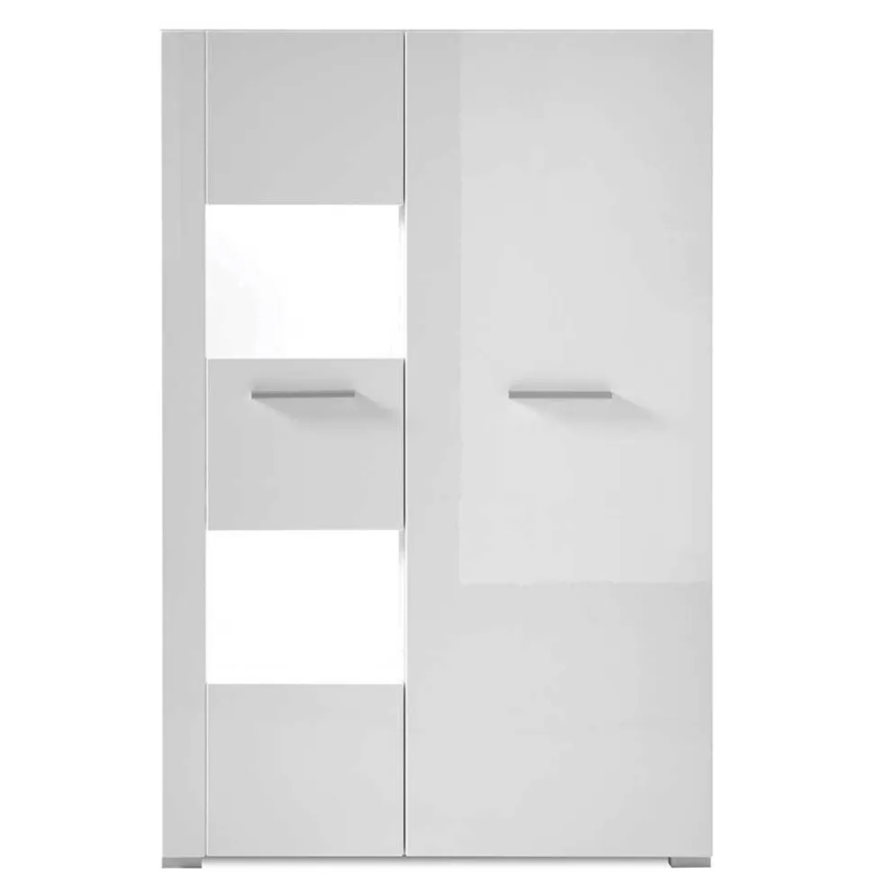 80x123x35 Hochglanz Vitrinenschrank in Weiß - Timmona
