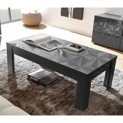 122x45x65 Hochglanz Wohnzimmertisch in Anthrazit - Kuriasna