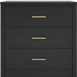 76x106x51 Hochkommode in Schwarz und Gold - Lorenca